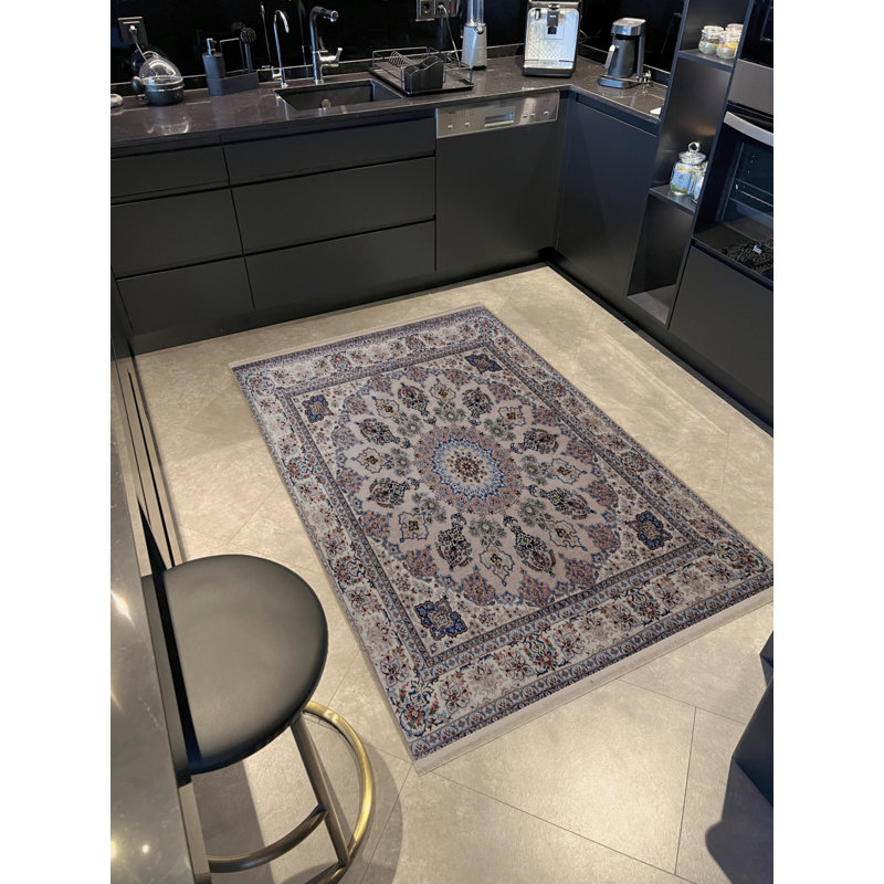 Tapis rose en polypropylène à imprimé numérique Xylina, Tapis de couloir 2 pi 8 po x 6 pi 7 po