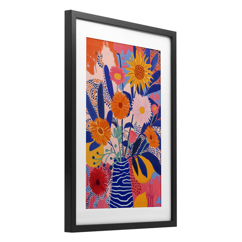 «Whimsical Floral Bouquet», impression par LSR Creative Studio, H 20 po x l 14 po, Cadre noir minuit