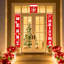 3 pièces Bannières de joyeux Noël - Signe de porche de Noël rouge à suspendre pour la maison