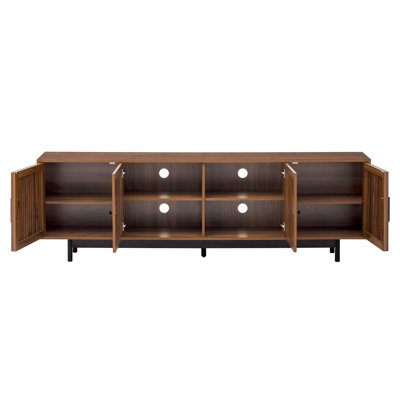 78 inch Modern TV Stand for TVs up to 85", Entertainment Center with Closed Storage & Cable Management, Soft-Closing Hinges, Solid Wood Legs for Living Room