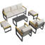 Ensemble de conversation de patio en aluminium 6 pièces avec table basse, ensemble de canapé modulaire d'extérieur 7 places pour balcon, jardin, terrasse, cour