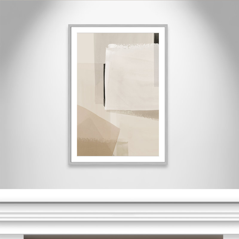 Imprimé calme et géométrique par Hazel J, 29.5'' W x 41.5'' H, Matted Print, Argent mat