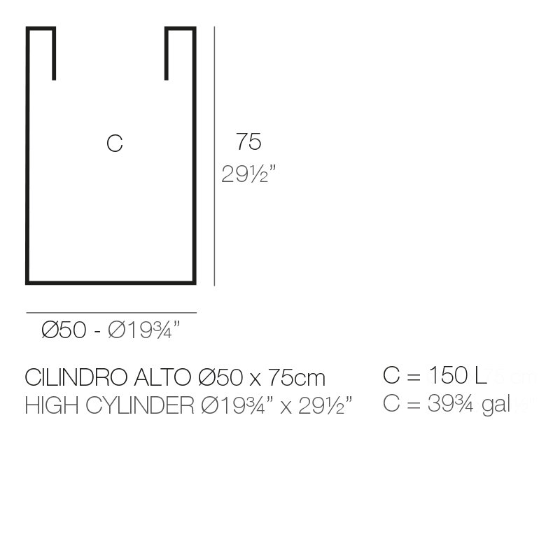 Cilindro - High Resin Pot Planter - Simple, Ecru, 29.5" H x 19.75" W x 19.75" D