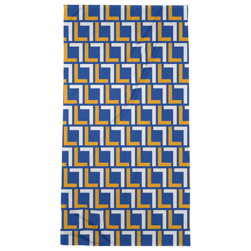 Serviette de plage en microfibre, Blue/Gold/White