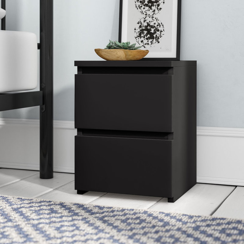 Delancey 30cm W Manufactured Wood Bedside Table, Black