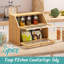 Boîte à pain pour comptoir de cuisine, grande boîte à pain à double couche en bois de bambou, capacité de rangement du pain en bois