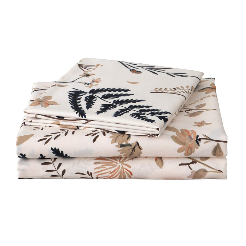 Mechine Woven Sheet Set, Beige/Orange Floral