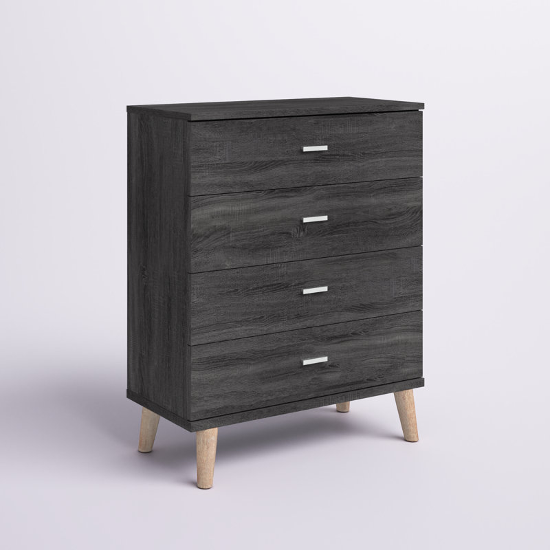 Commode 4 tiroirs Veronica, Gris patiné