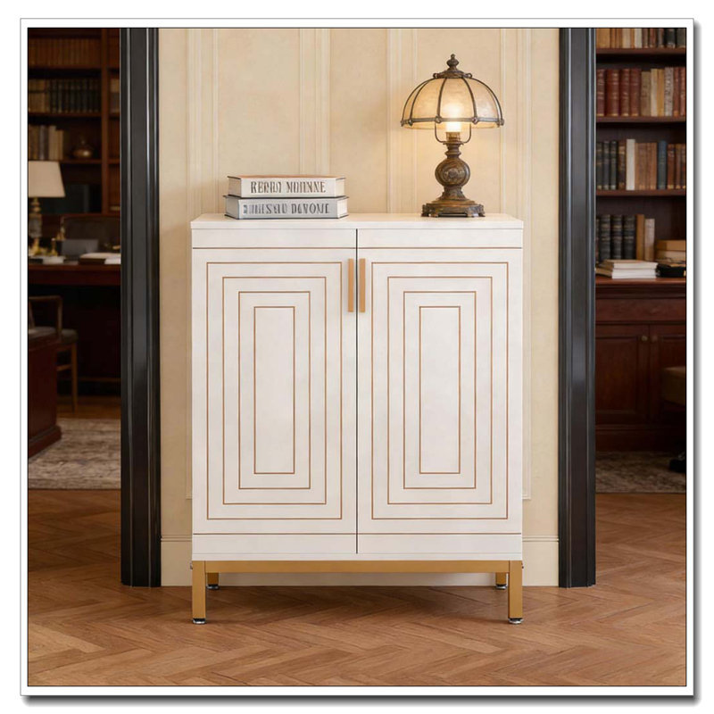 Range-chaussures pour hall d'entrée, Naturel / Blanc