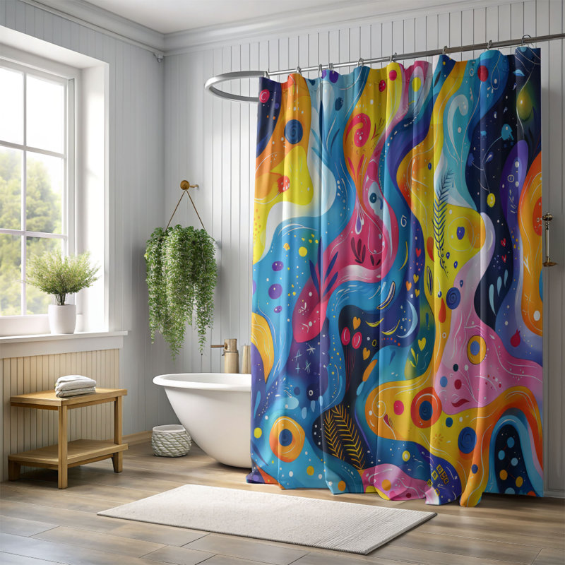 Bright Art - Rideau de douche Premium, H 74 po x l 71 po