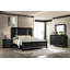 Meuble en bois massif en bois massif de 1 lit à panneau avec coussin à DEL et tête de lit à finition noire-790305675