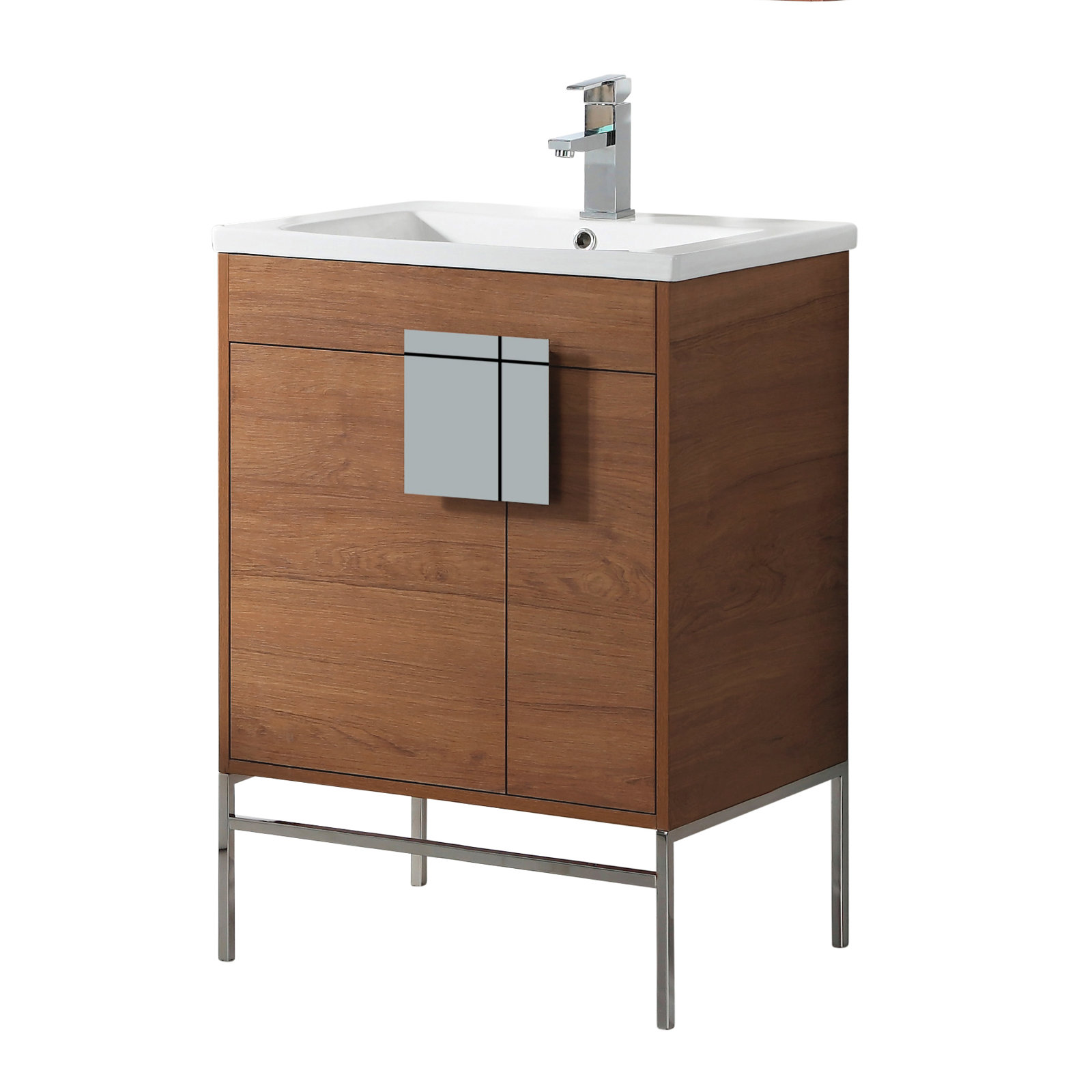Maisie 24'' Single Bathroom Vanity, Polished Chrome, Walnut