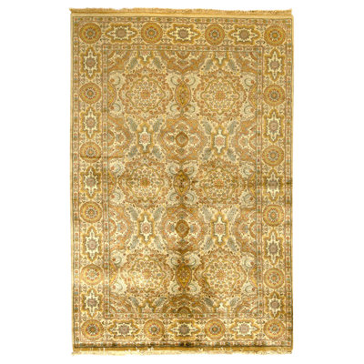 Hand Knotted Wool Oriental Area Rug in Cream