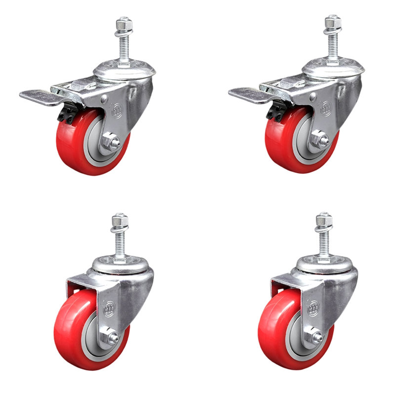 Jeu de roulettes pivotantes en polyuréthane 10mm