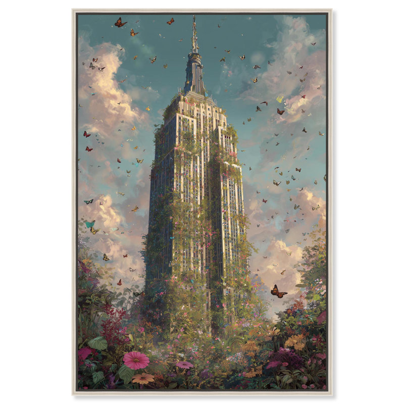 «Empire State Building», reproduction d'art sur toile par Art Remedy, Cadre argenté, H 15 po x l 10 po