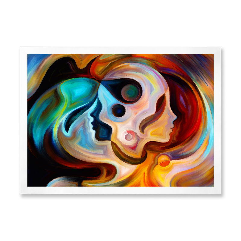 «Blue Orange and Red», reproduction d'art sur toile, H 24 po x l 32 po, Toile blanche avec cadre d'angle fermé