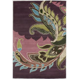 Arae Authentic Hand-Tufted Handmade Eggplant Purple, Lime Green, Teal Blue, Gray & Cream Modern Bohemian Oversized Paisley Wool Area Rug