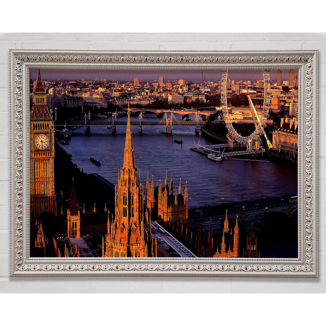 London Morning Glow Over The Thames - Einzelne Bilderrahmen Kunstdrucke