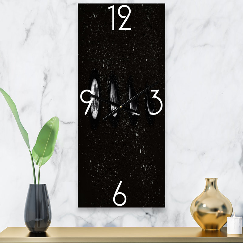 Phases de lune dans le ciel nocturne - Horloge murale moderne, Grand