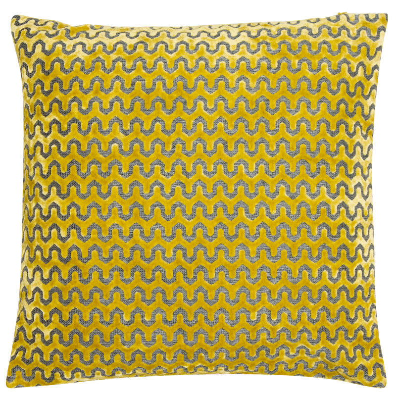 Geometric Square Throw Cushion, Mustard, 43cm H x 43cm W x 16cm D