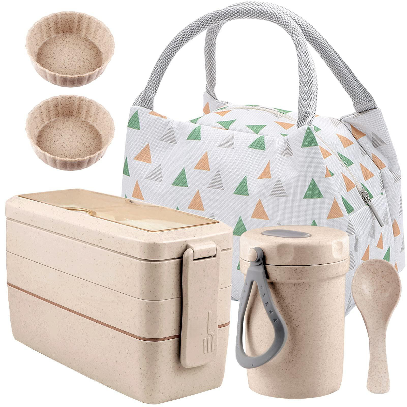 Prep & Savour Stackable Bento Box With Lunch Bag, 3 Compartment ...
