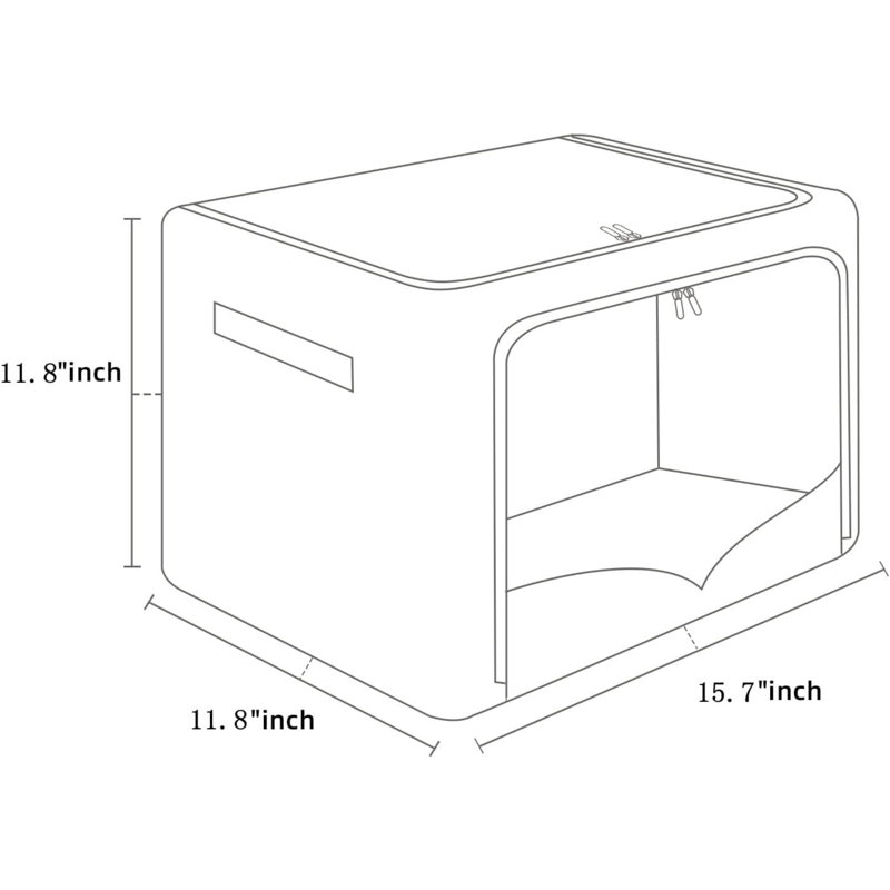 3 Pack Clothes Storage Bins Foldable Metal Frame Storage Box Stackable Linen Fabric Organizer Set With Carrying Handles And Clear Window