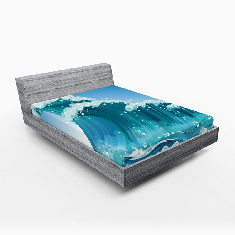 Ensemble de 2 drap-housse Ambesonne Tsunami Exotic Ocean Waves, Drap-housse pour très grand lit californien