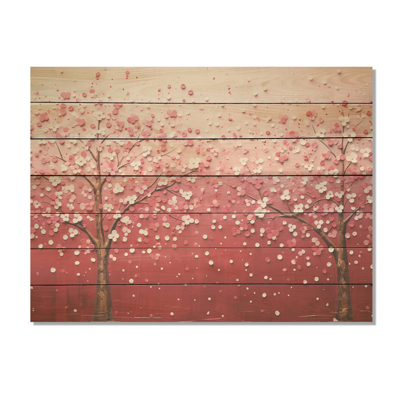 White And Pink Charming Spring Blooms - Other Plants & Flowers On Wood Print, 30" H x 40" W x 0.78" D