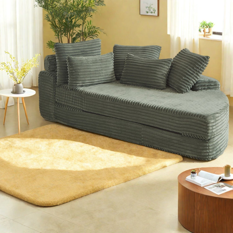 Canapés modulaires à compression, 2 en 1 en velours côtelé de 199,5 cm (78,5 po), de style moderne.