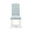 5 Piece Dining Table Set for 4 Includes a Round Kitchen Table with Pedestal and 4 Baby Blue Linen Fabric Upholstered Parson Chairs, Linen White-598531644-598531645-648955545