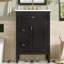 Meuble-lavabo autoportant de 24 po avec comptoir d'évier, armoire en bois massif et panneau de fibres à densité moyenne avec 1 tiroir rabattable, 2 tiroirs standard et tablette réglable, noir-1920656978