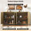 Buffet 55 po cannelé avec rangement, armoire de rangement Farmhouse 4 portes, buffet avec tablettes réglables-957069493