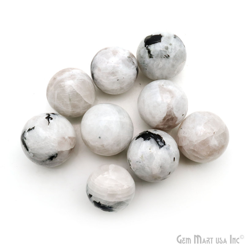 Natural Polished Gemstone Sphere, Large Decorative Accent, Crystal Ball, 50mm, Rainbow Moonstone
