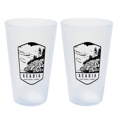 Silipint: Acadia National Park Pint Glasses: 16oz: 2 Pack - Themed Print Icicle Silicone Cups, Unbreakable