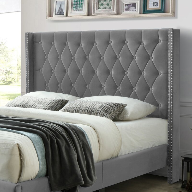 Rosdorf Park Christyann Upholstered Wingback Bed & Reviews | Wayfair