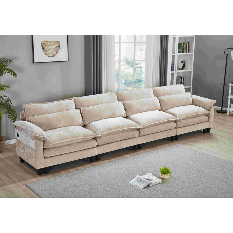 Canapé modulaire Luqi, Chameau clair, 4, H 35,8 po x l 150,4 po x P 32,4 po