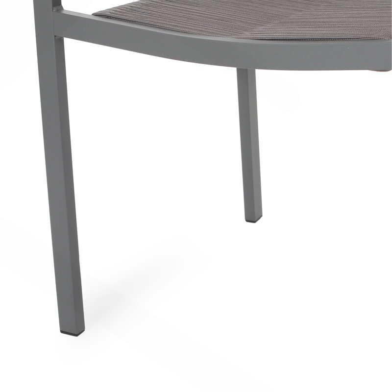 Chaise de salle à manger d'extérieur moderne en aluminium avec siège en corde (ensemble de 2), gris et gris foncé