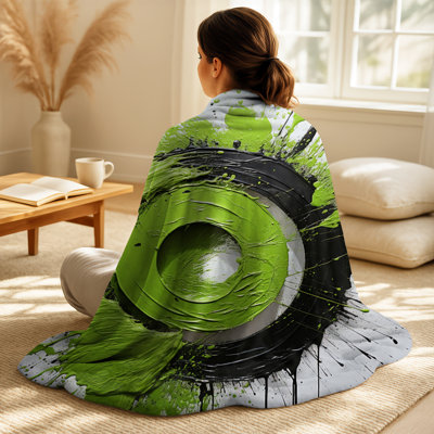 Ensemble de couverture et oreiller Green Spiral Neon Fusion 1 - Abstract Collages
