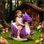 Dragon interactif mauve à bascule avec effets sonores pour le jeu créatif et l'imagination