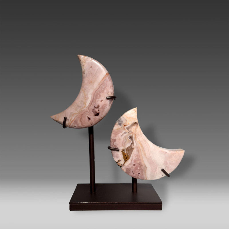 Pink Amethyst Crescent Moon Display