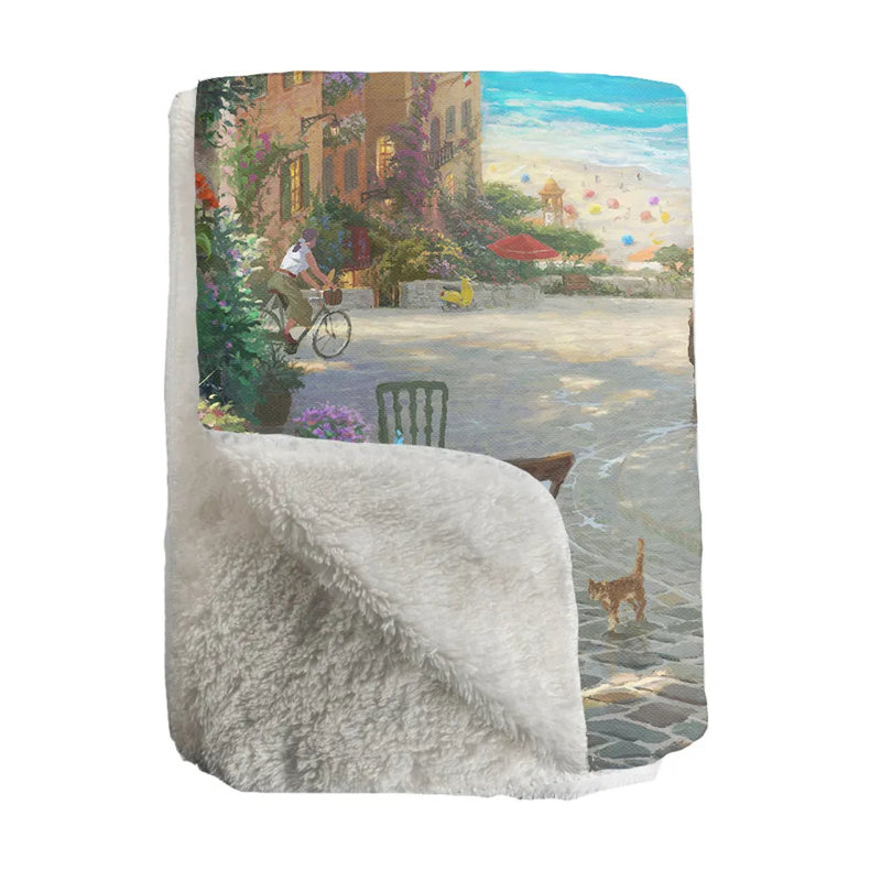Jeté Thomas Kinkade Italian Café Sherpa