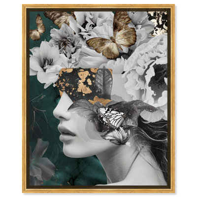 Hidden Golden Butterflies In Emerald Gold Wall Art by Art Remedy
