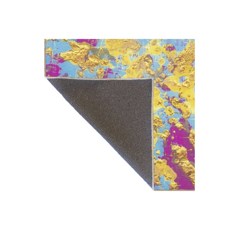 Tapis jaune lavable peint avec base tissée, Sous-tapis rectangulaire de 3 pi 3 po x 4 pi 11 po