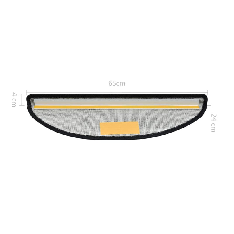 Gicu Non-Slip Backing Anthracite Stair Tread, Semi-Circle 24cm x 65cm, 10