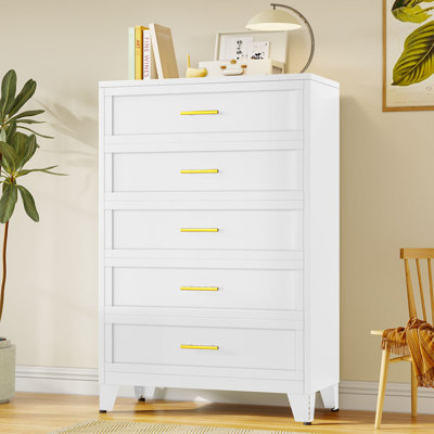 5-Drawer Metal Bedroom Dresser Closet Drawers Chest For Collection And Stoarge by George Oliver