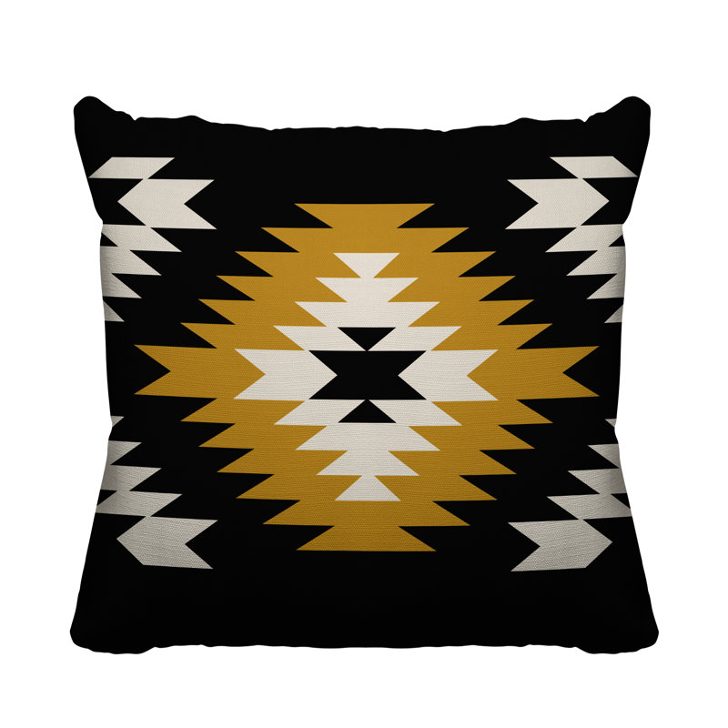 Coussin décoratif intérieur / extérieur Southwestern, L 19 po x H 19 po, Jaune