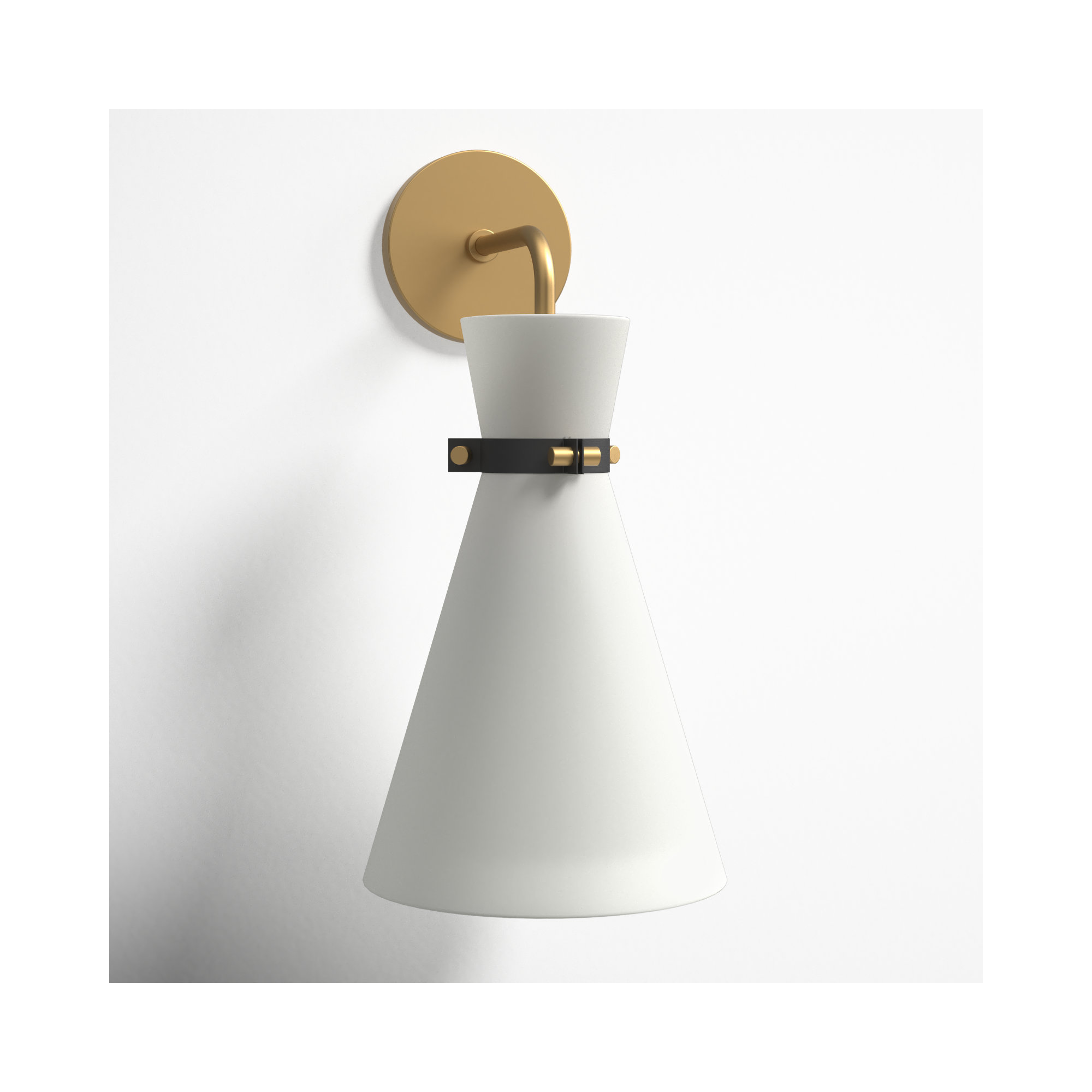 Single Light Steel Dimmable Armed Sconce, Aged Brass/Black