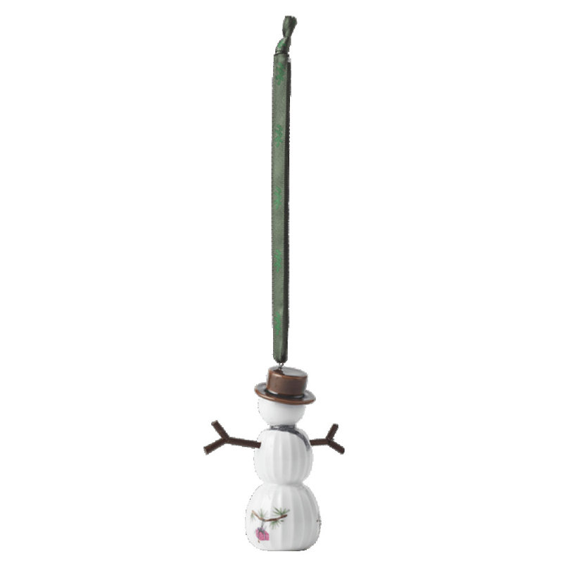 Hammershoi Christmas Snowman, Hanging H 3.7" White W. Deco