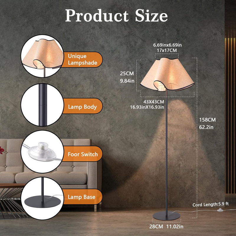 Lampe sur pied arquée 62,2 po Raylah