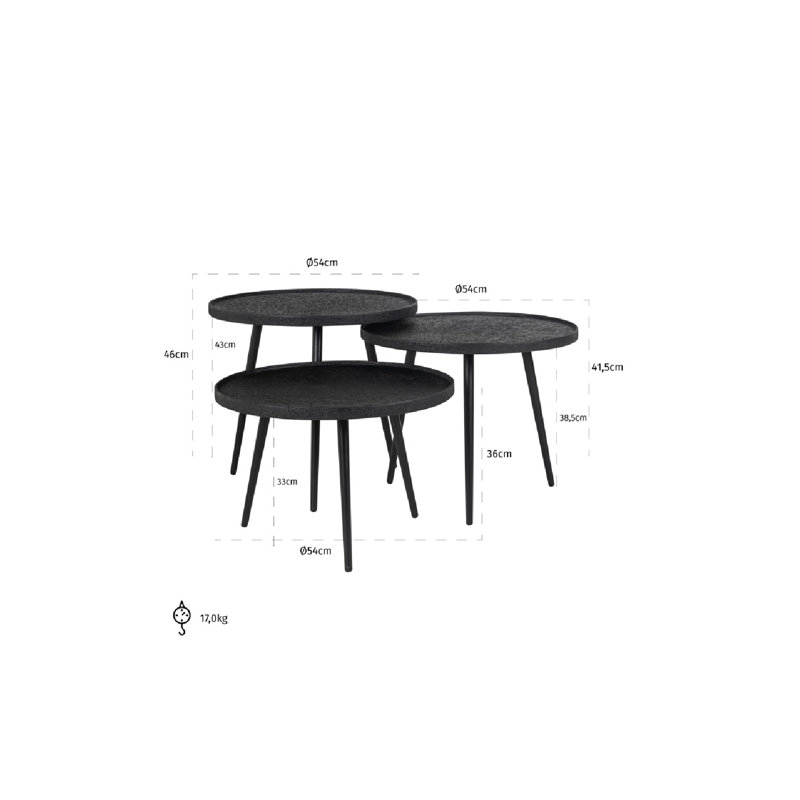 Table basse Oxford 3 Legs 3 Bunching Tables